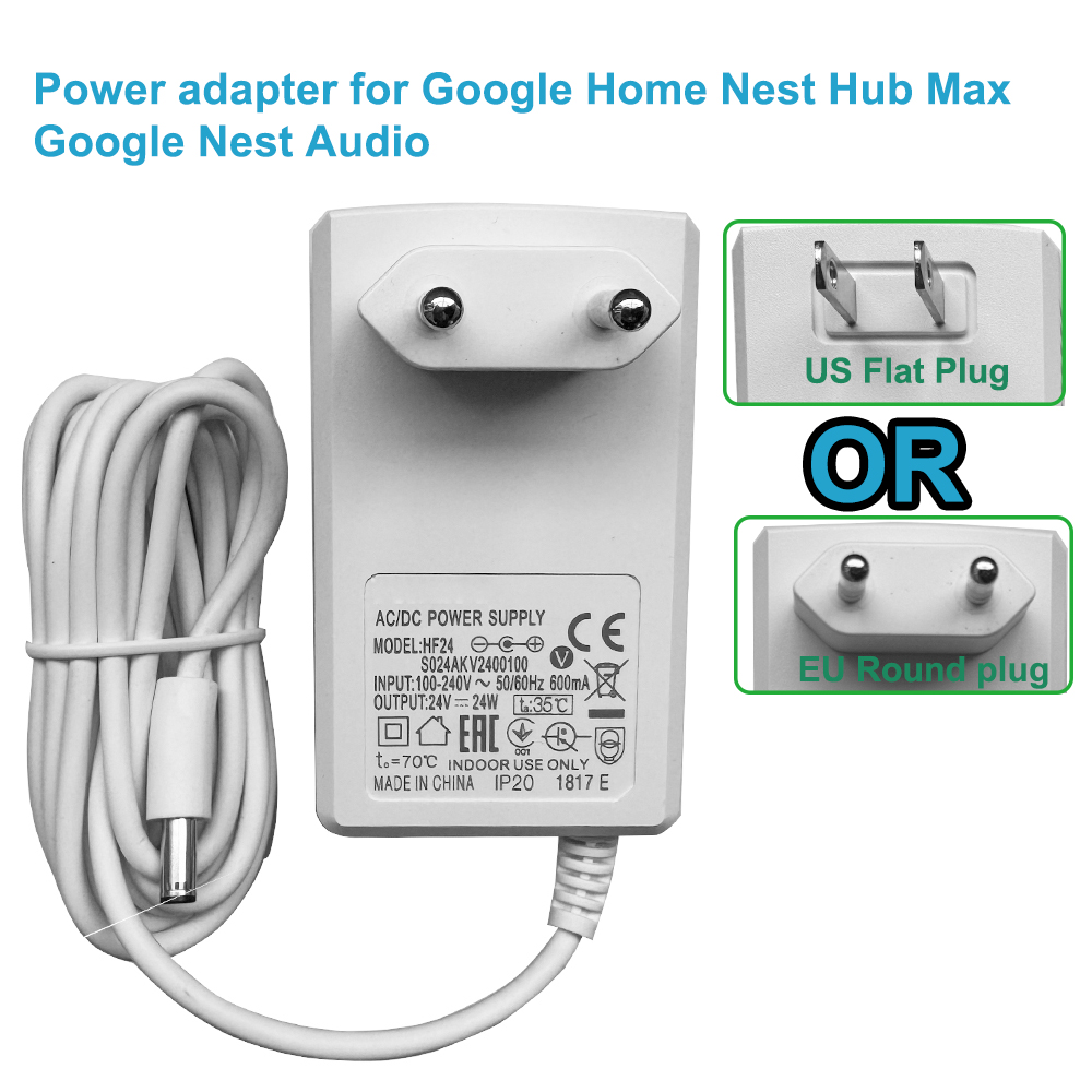 Google Speaker Nest Audio - 24V Güç Kaynağı Adaptörü, Google Home