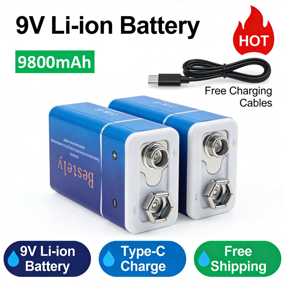 Smoke Detector Interconnected - Şarj Edilebilir 9V Pil, 9800mAh Büyük