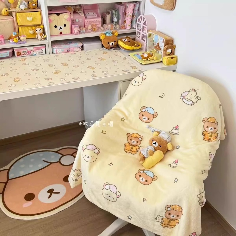 Fire Blanket Kitchen - Karikatür Rilakkuma Flanel Battaniye Tembel Ayı